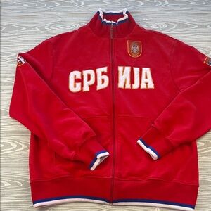 Serbian National Team Full-Zip Embroidered Anthem Jacket Men’s Size XL Pre Owned